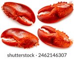 Red Cooked Claw Lobster isolated on white, Steam Canadian lobster isolated on white background With clipping path.
