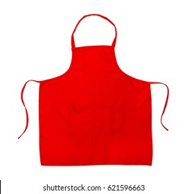 Red Cooking Apron Isolated On White Background.