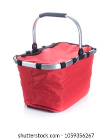 Red Cooling Bag With Zipper Isolated On White Background.