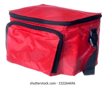 Red Cooling Bag With Zipper Isolated On White 