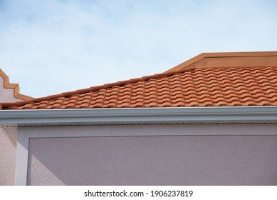 Red corrugated tile element of roof tile pattern line new