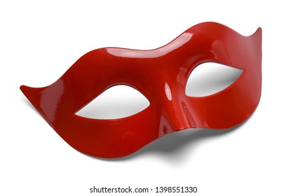 Red Costume Mask Isolated On White Background.