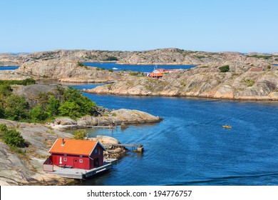 Red Cottage By The Sea On The Swedish West Coast