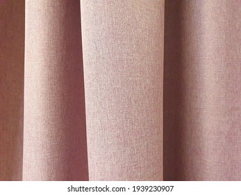Red cotton curtains  blackout curtains  Close  up  Pink fabric  textile background 