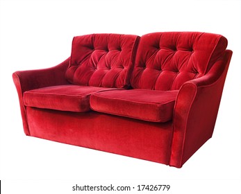 Red Couch Isolated With Clipping Path