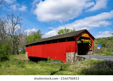 Red Covered Bridge In Chester County Pennsylvania 