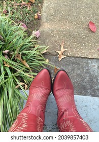 Red Cowgirl Boots In Fall