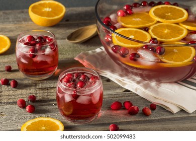 Red Cranberry Holiday Punch With Orange Slices