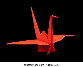 Red Crane Bird Origami Folded Syle