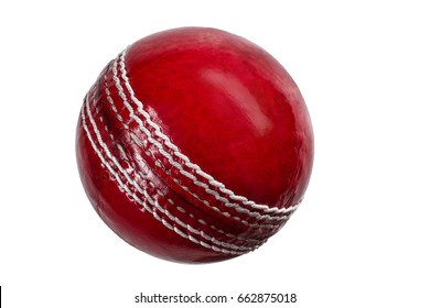 Red Cricket Ball Isolated On White