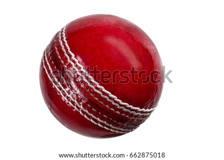 red cricket ball isolated on white
