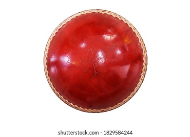 Red Cricket Ball In White Background