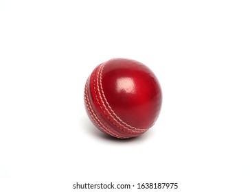 Red Cricket Leather Ball Isolated 