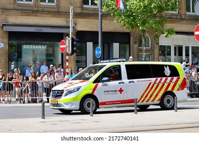 Red Cross Canine Unit Van On National Day Parade. Luxembourg, Luxembourg - June 23, 2022