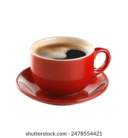 A red cup of tasty coffee, isolated on white - Powered by Shutterstock