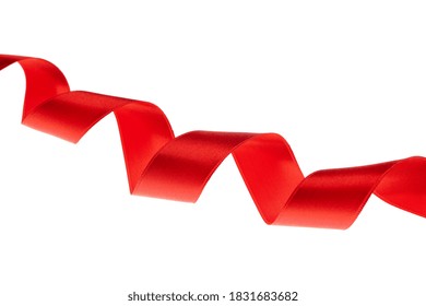 Red Curly Ribbon Isolated On White Background