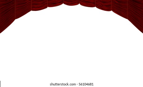 Red Curtain isolated over white. Beautiful textile pattern. Extralarge resolution
