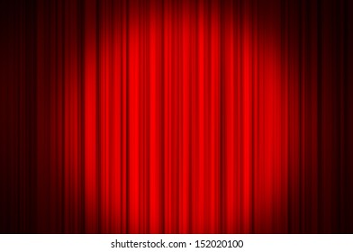 Red Curtain On Theater Or Cinema Stags