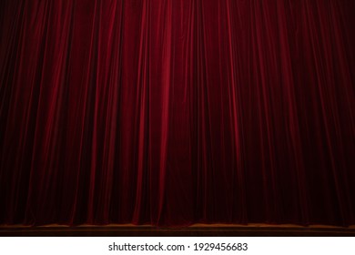 Red Curtain In Theatre Background