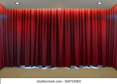 Red Curtains Block The Light On Stage For The Launch Of A New Product Attention Dazzled