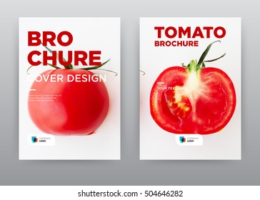 Red Cut Tomato On White Background Vegetable Food Kitchen Trend Annual Report Journal Magazine Banner Poster Brochure Flyer Design Template, Leaflet Cover Abstract Flat, Layout In A4 Size