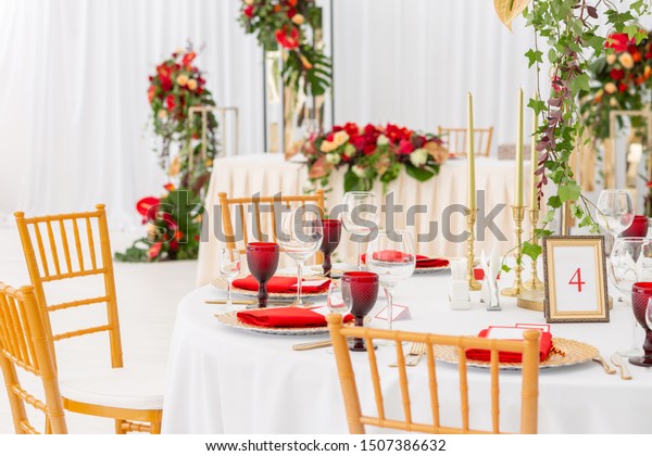 Red Decor Theme Beautiful Banquet Wedding Stock Photo Edit Now