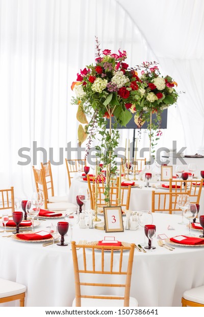 Red Decor Theme Beautiful Banquet Wedding Stock Photo Edit Now