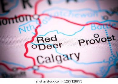 Red Deer. Canada On A Map