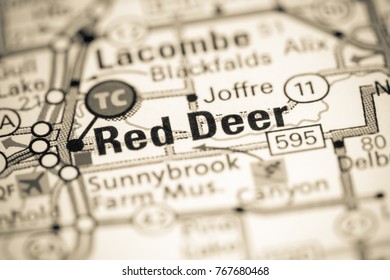 Red Deer. Canada On A Map.