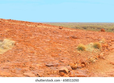 Red Desert Landscape In Uluru Kata Tjuta National Park, Rural Countryside Of Australia