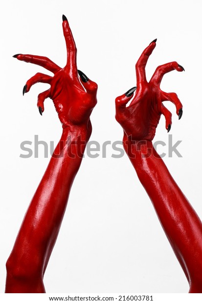 Red Devils Hands Red Hands Satan Stock Photo 216003781 