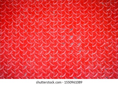 Red Diamond Plate Floor Background 