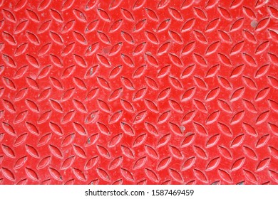 Red Diamond Plate Floor Background 