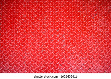 Red Diamond Plate Floor Background 