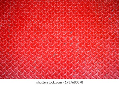 Red Diamond Plate Floor Background 