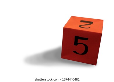 Red Dice With Numbers. Cube Randomness And Guesswork.