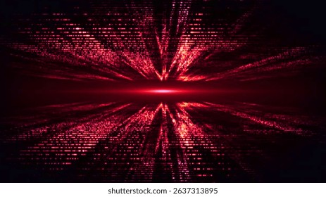 Red Digital Data Stream Tunnel Abstract Technology Background Binary Code