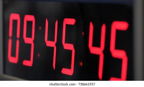 Red digital Timer, numbers counting. The time on the clock.