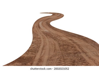 Red dirt road winding isolated on white background. This has clipping path. - Powered by Shutterstock