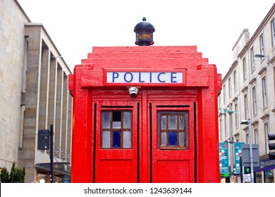 Red Doctor Who Style Police Box Glasgow