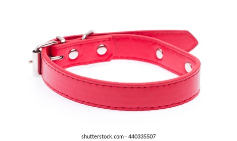 A Red Dog Collar Isolated On A White Background