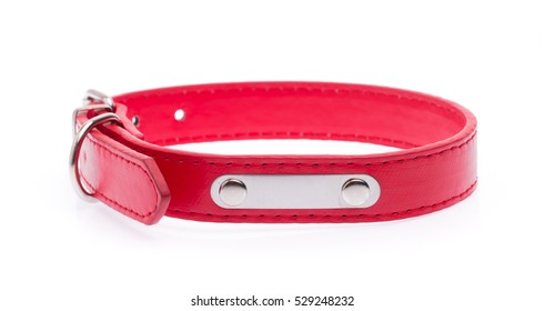A Red Dog Collar Isolated On A White Background