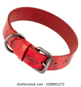 Red Dog Collar Leather Metall