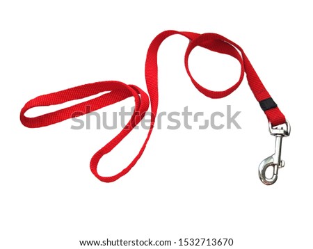 Red dog leash. Isolated on a white background
