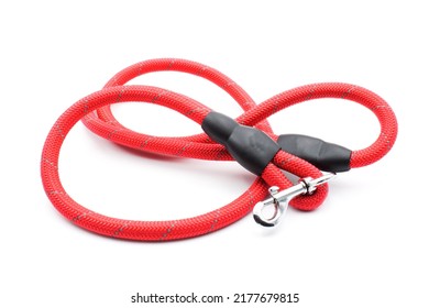 Red Dog Leash On A White Background