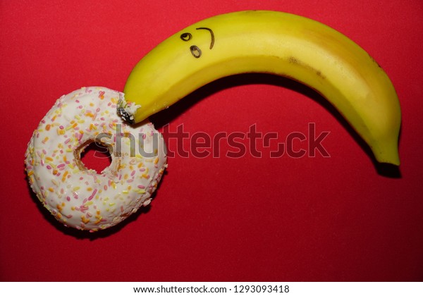 Download Red Donut Reap Yellow Banana Isolated Signs Symbols Stock Image 1293093418 PSD Mockup Templates