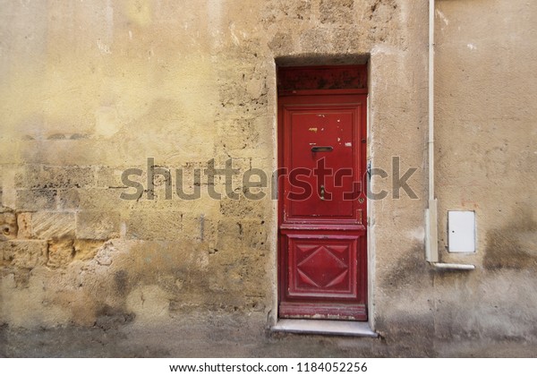 Red Door Abandoned Damaged Facade Stock Photo Edit Now 1184052256