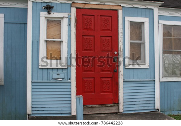 Red Door Blue House Stock Photo Edit Now 786442228