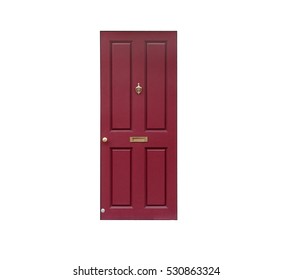 Red Door Isolated On White Background