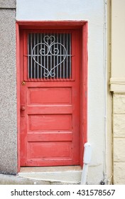Red Door With Wrought Iron Heart